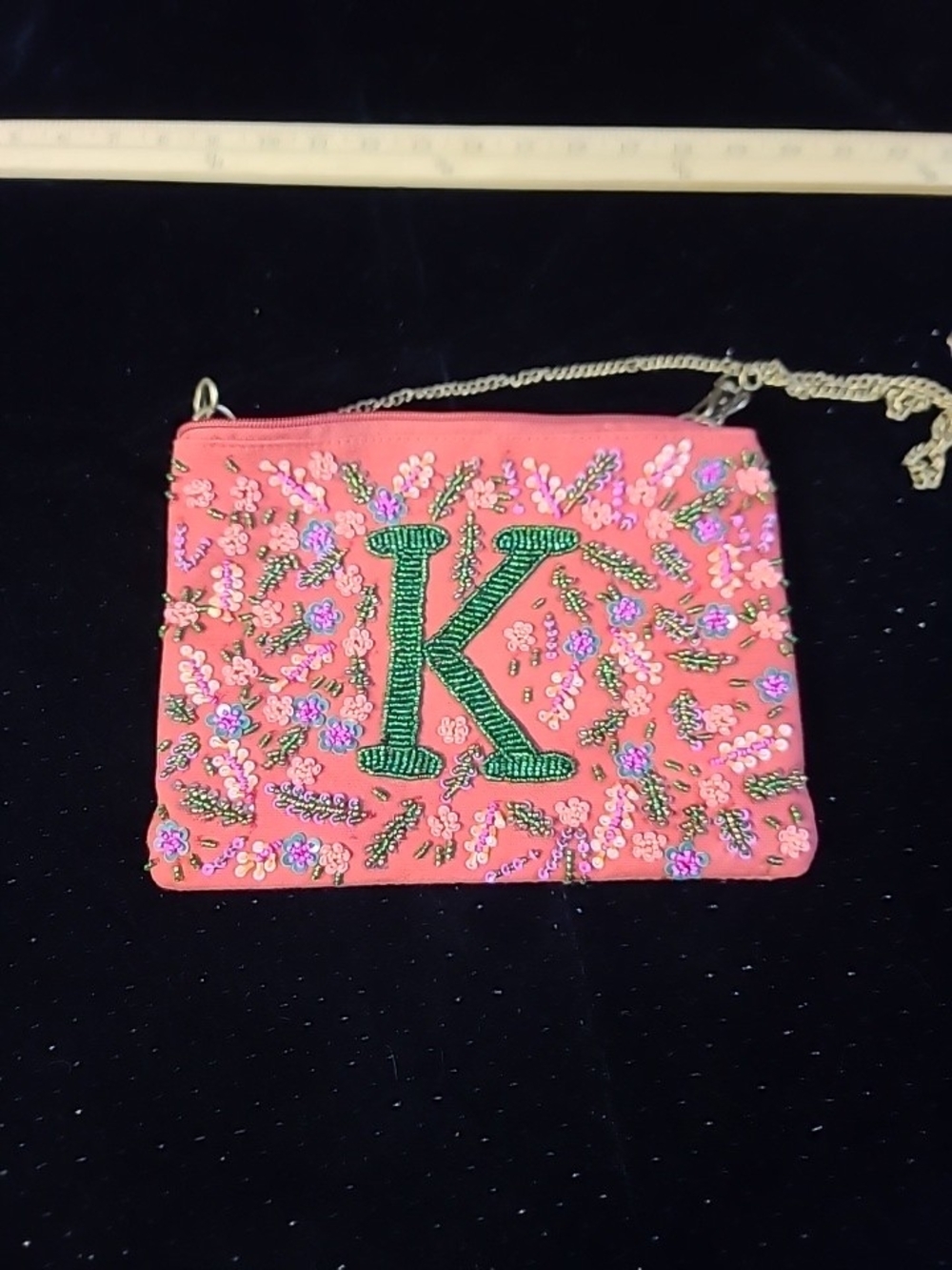 Monogram Floral Beaded Shoulder Bag - Pink K and Wallet